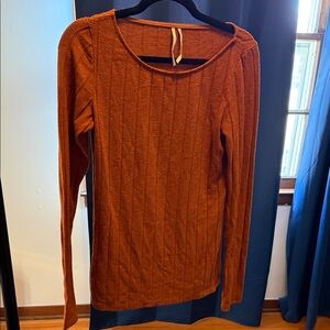 Anthropologie Burnt Orange Long Sleeve Top